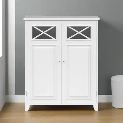 Front. Teamson Home - Teamson Home Dawson Freestanding Two-Door Floor Cabinet, White - White.