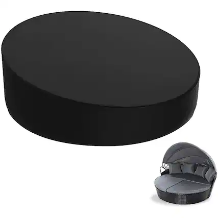 Front. Topteng - Heavy Duty Waterproof Daybed Cover - 210D Oxford Fabric, Windproof Drawstring, UV Protection, Includes Storage Bag.