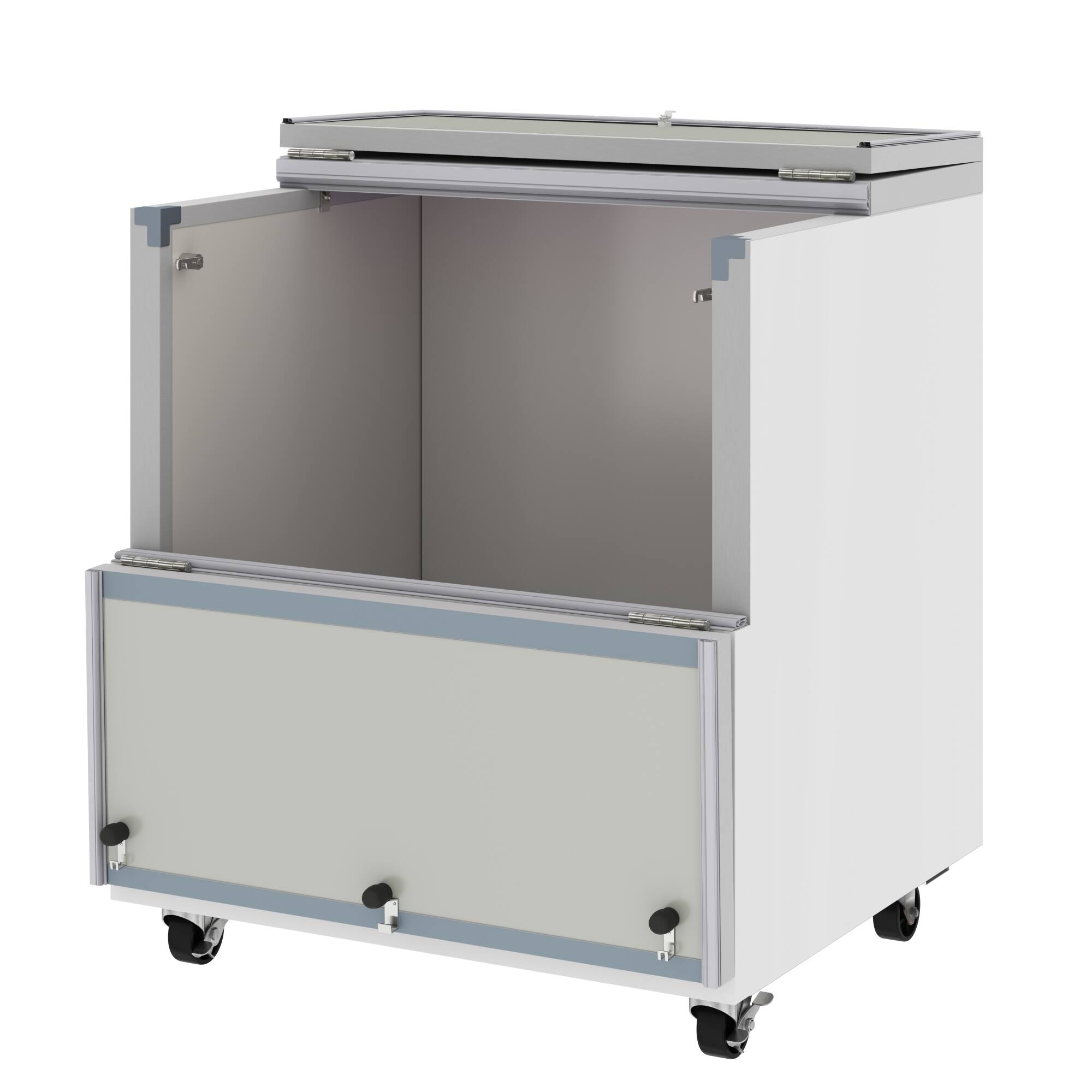 Alt View 4. Koolmore - 34 in. Commercial Milk Cooler for School and Cafeteria, 8 Crate Capacity with Heavy Duty Casters - White and Stainless-Steel.