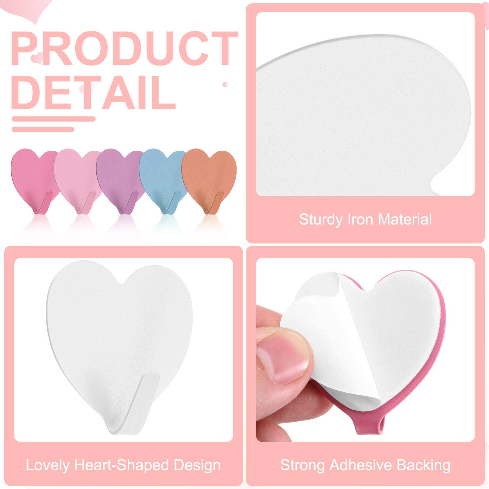 PRODUCT DETAIL

- Sturdy Iron Material
- Lovely Heart-Shaped Design
- Strong Adhesive Backing
