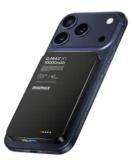 Momax - Ultra-Slim 10000mAh Magnetic Power Bank with 7.5W Wireless for iPhone & 20W with Cable Fast Charging - Black