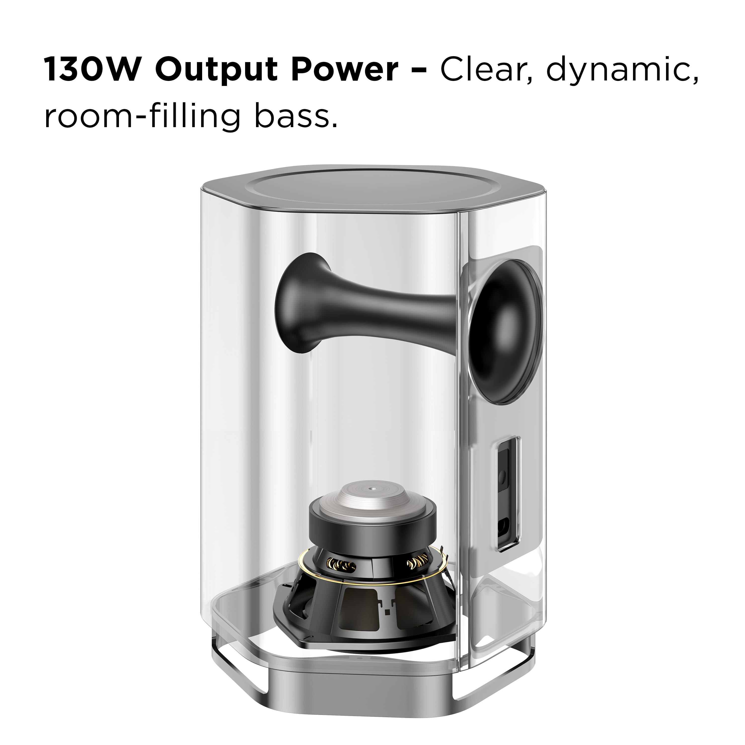 130W Output Power – Clear, dynamic, room-filling bass.