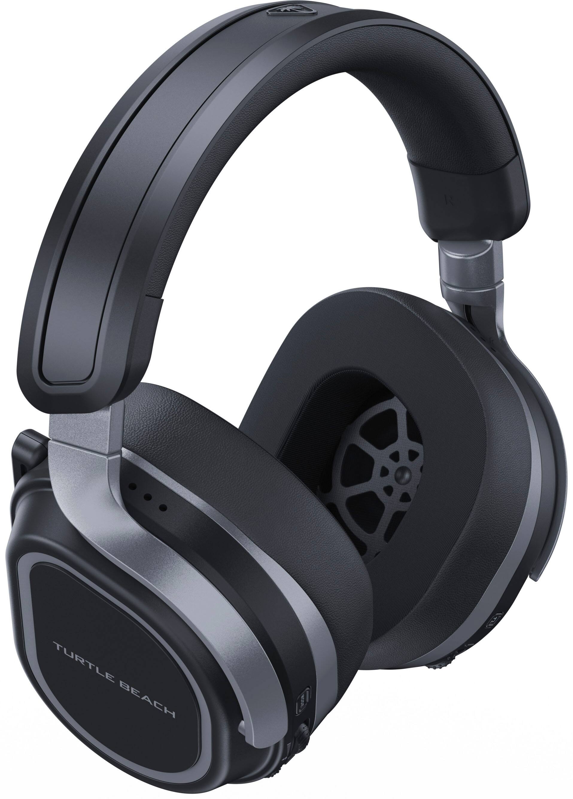 Turtle Beach headphones are black and have a large ear cup. They are designed for comfort and are ideal for gaming and listening to music. The headphones have a microphone built into the ear cup, allowing for clear communication during gaming sessions. The headphones are also equipped with a 3.5mm jack, making them compatible with a wide range of devices.