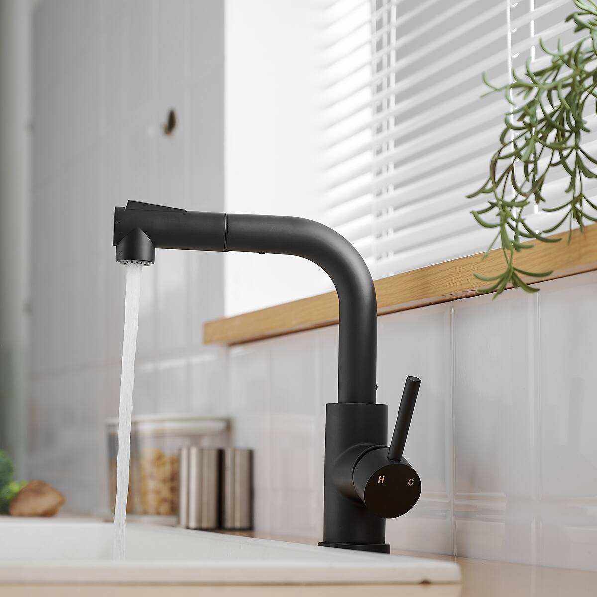 Alt View 6. Ropilly - Ropilly Black Kitchen Faucet with Pull Out Sprayer, Single Handle Bar Sink Faucet for Prep or Bathroom Sink - Black.