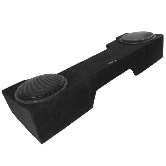 Angle. NVX - BOOST Box Custom Fit 12" 800W RMS Loaded Sealed Subwoofer Enclosure for 2014-2018 Chevrolet Silverado and GMC Sierra - Black.