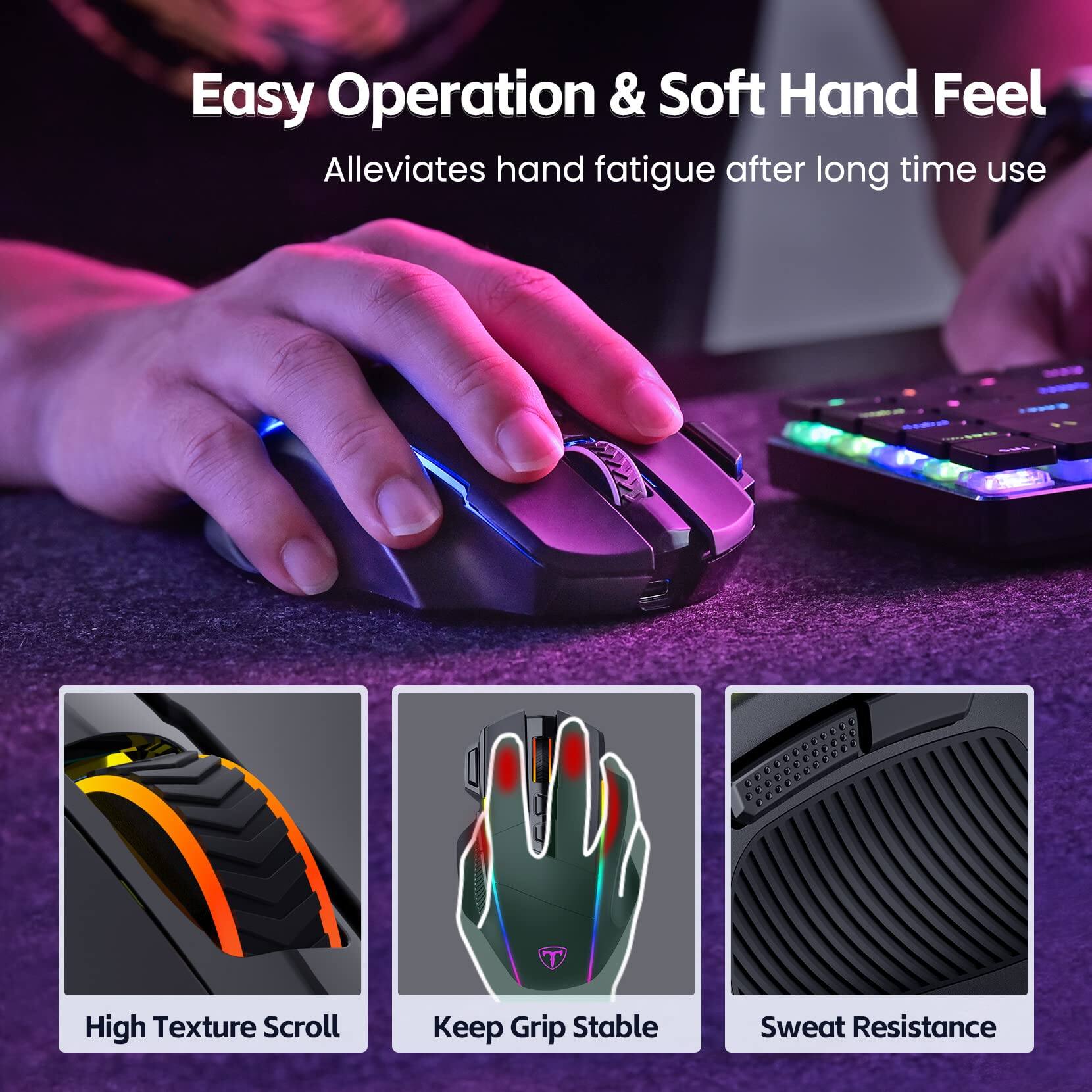 Easy Operation & Soft Hand Feel  
Alleviates hand fatigue after long time use  

High Texture Scroll  
Keep Grip Stable  
Sweat Resistance