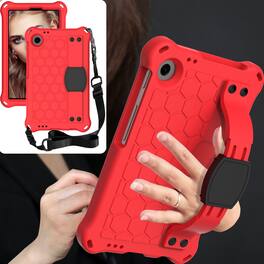 Dteck - For Samsung Galaxy Tab A11 2025 / A9 2023 Rugged Kid Case Shockproof Safe EVA Hand Grip Cover With Crossbody Strap - Red