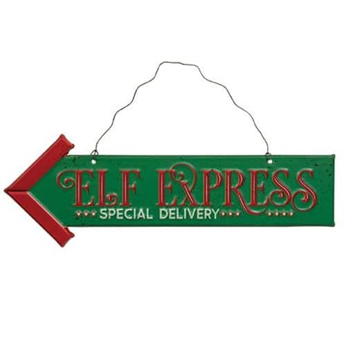 BreeBe - *Elf Express Metal Hanging Sign - Green