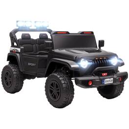 Qaba - 24V 2-Seater Kids Ride on Truck Car, Length Adjustable 4WD Electric Car, 5 MPH Max Speed, Remote Control, LED Lights