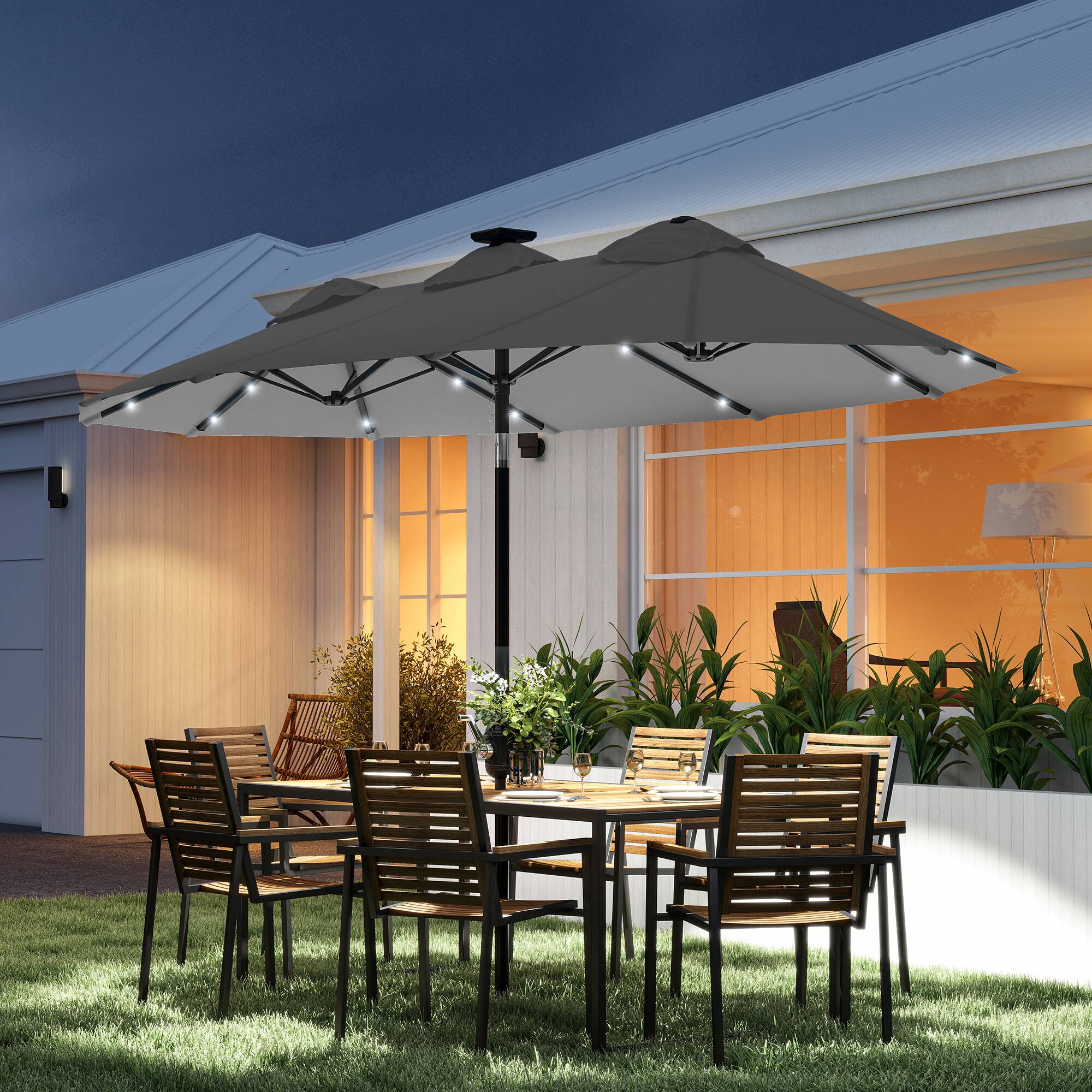 Alt View 1. Outsunny - Patio Umbrella, 9.7' Outdoor Umbrella with Tilt and Crank - Gray.