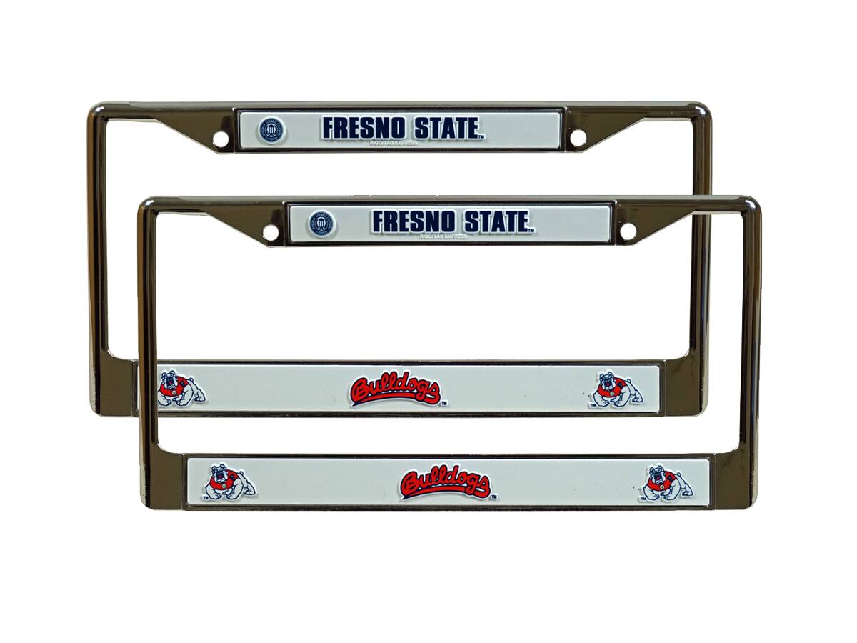 Fresno State Bulldogs Chrome Metal License Plate Frame Set - Set of 2 Frames