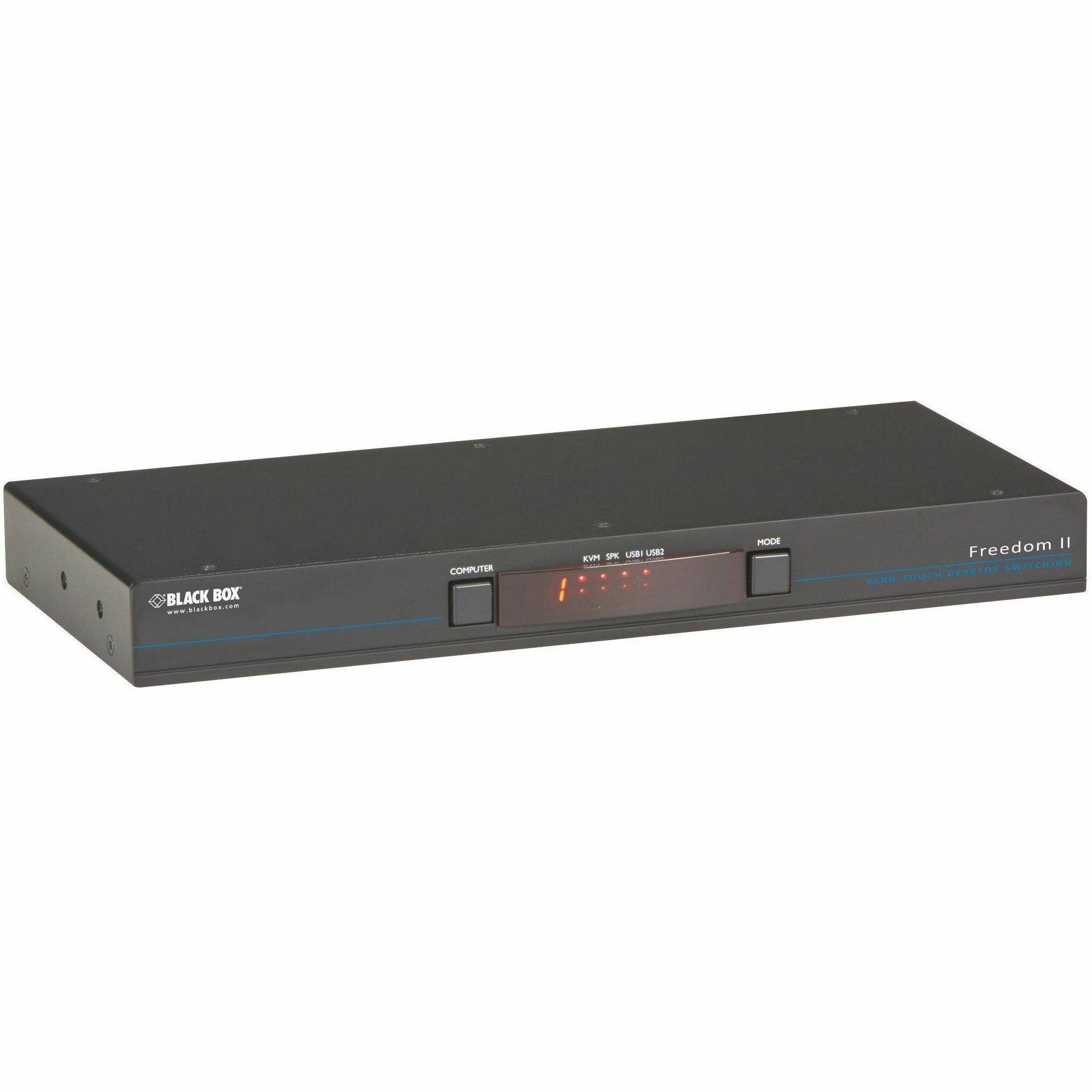 BLACK BOX www.blackbox.com

COMPUTER
SPK USBI US82 KVM
MODE

Freedom II DESKTOP SWITCHING 1150 TOUCH