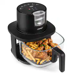 Costway - 4.7 QT Glass Air Fryer with Steam Frying Mode 6 Smart Presets 360° Heat Circulation - Black
