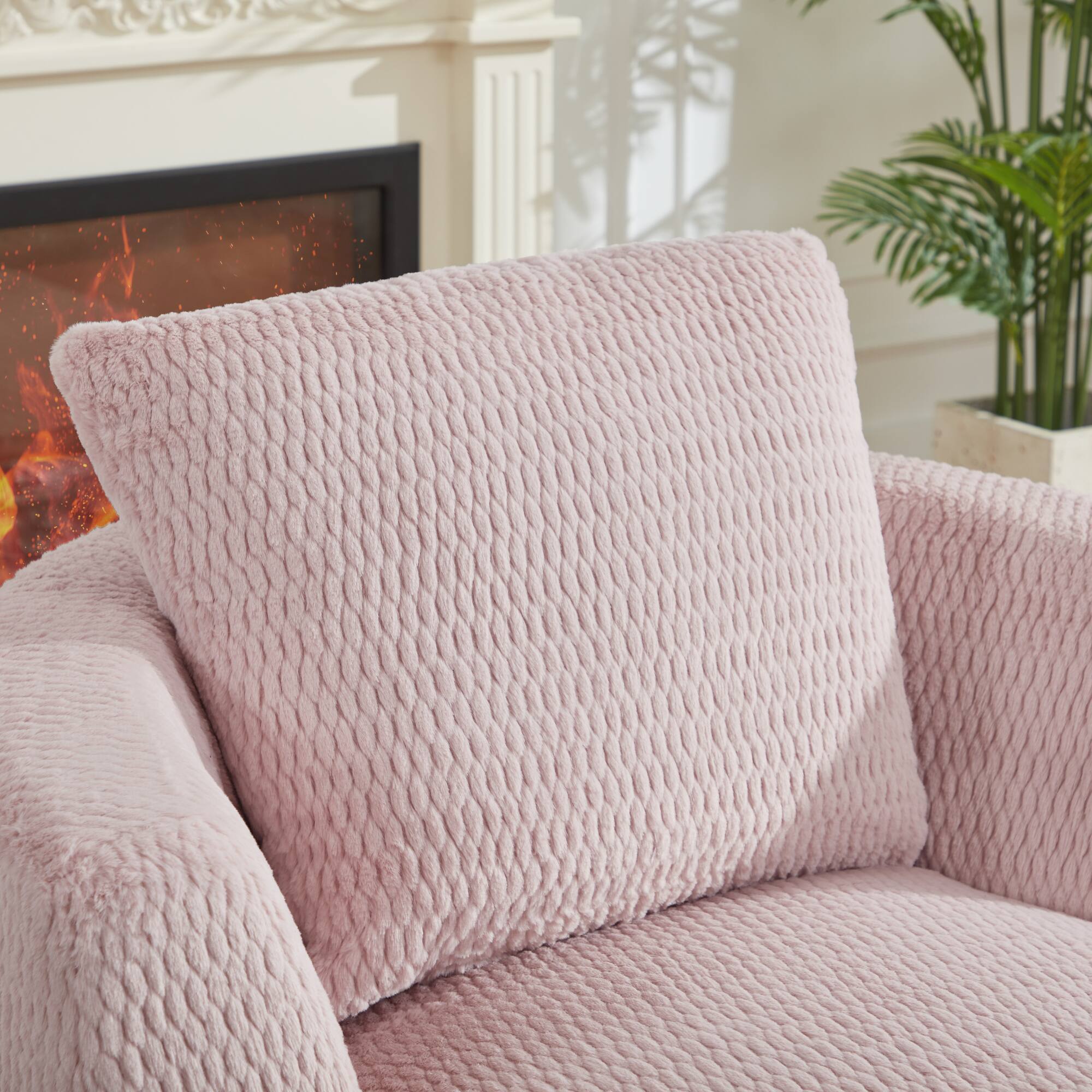 Back. GOODSILO - Modern 360-Degree Swivel Accent Chair with Plush Comfort and Sturdy Base for Living Spaces - Pink.