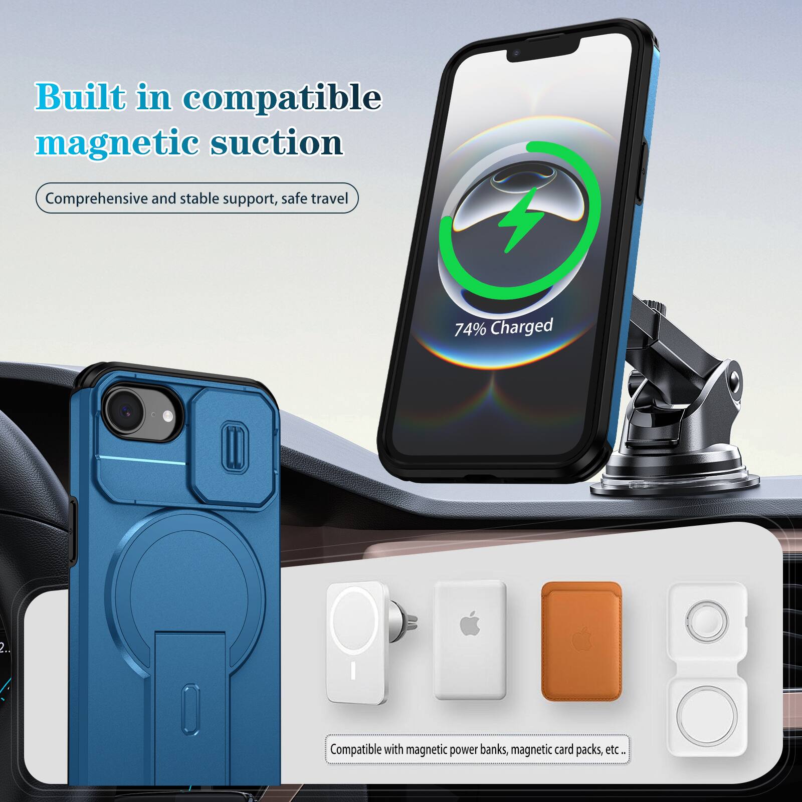 Dteck Magnetic Case for Apple iPhone 17e / 16e with Sliding Camera ...