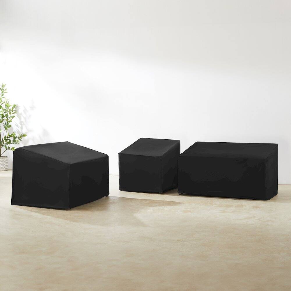 Alt View 8. Crosley Furniture - 3Pc Outdoor Sectional Furniture Cover Set - 2 Loveseats & 1 Chair - Black.