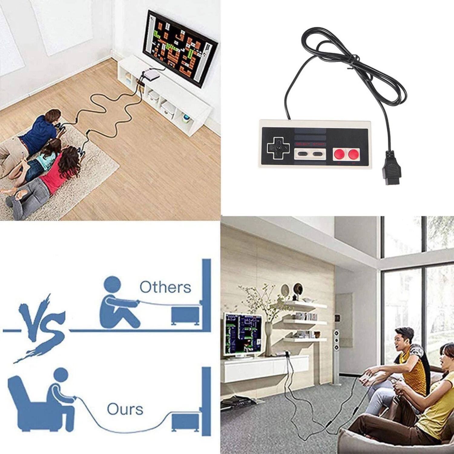 - VS Others
- Ours

Others: People lying on the floor with a long, tangled cable.
Ours: People sitting comfortably with a short, neat cable.
