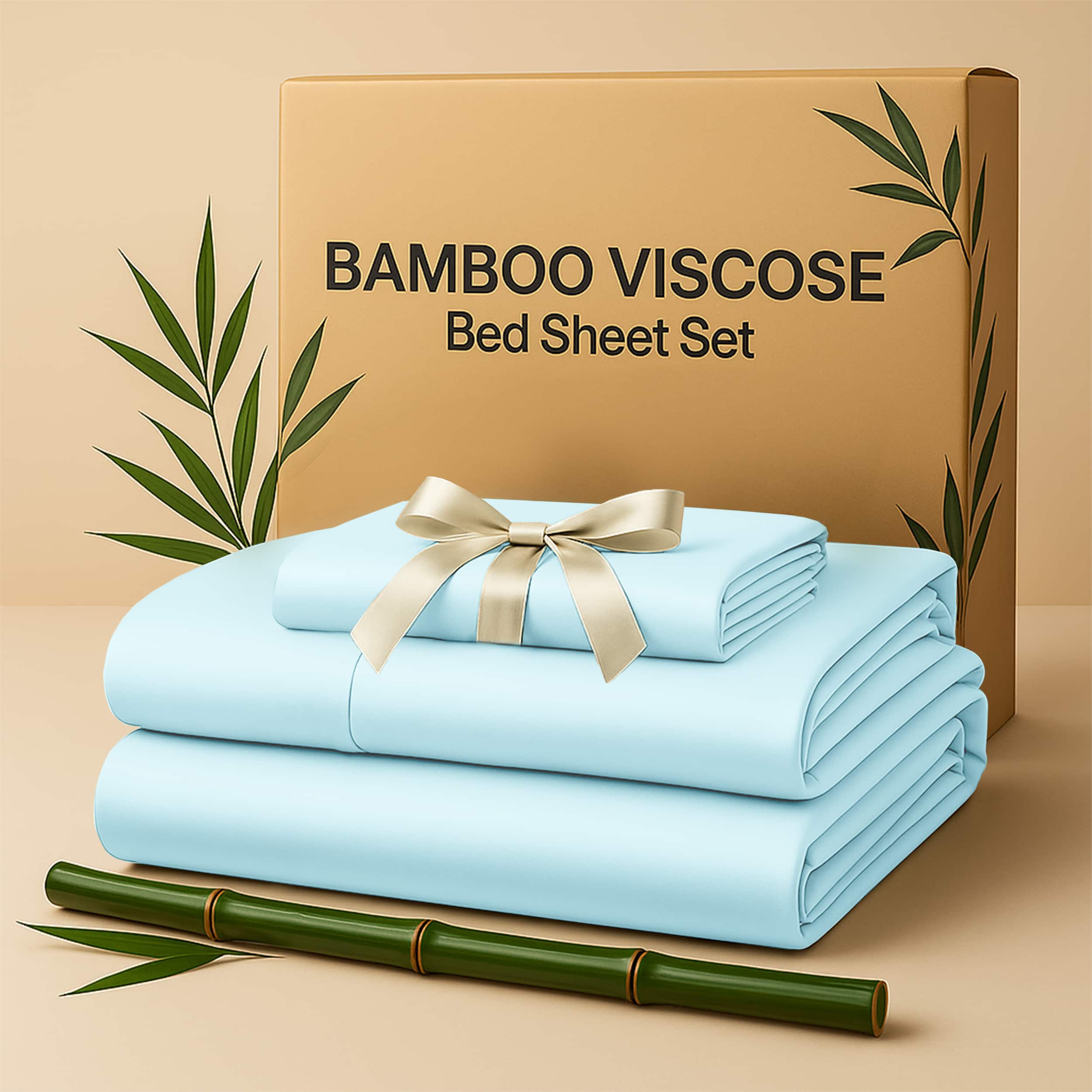 Lux Decor Collection - Rayon from Bamboo Blend Twin Bed Sheets, 4-Piece Cooling Sheet Set with 16-Inch Deep Pockets - Blue