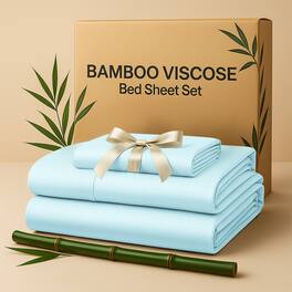 Lux Decor Collection - Rayon from Bamboo Blend Twin Bed Sheets, 4-Piece Cooling Sheet Set with 16-Inch Deep Pockets - Blue
