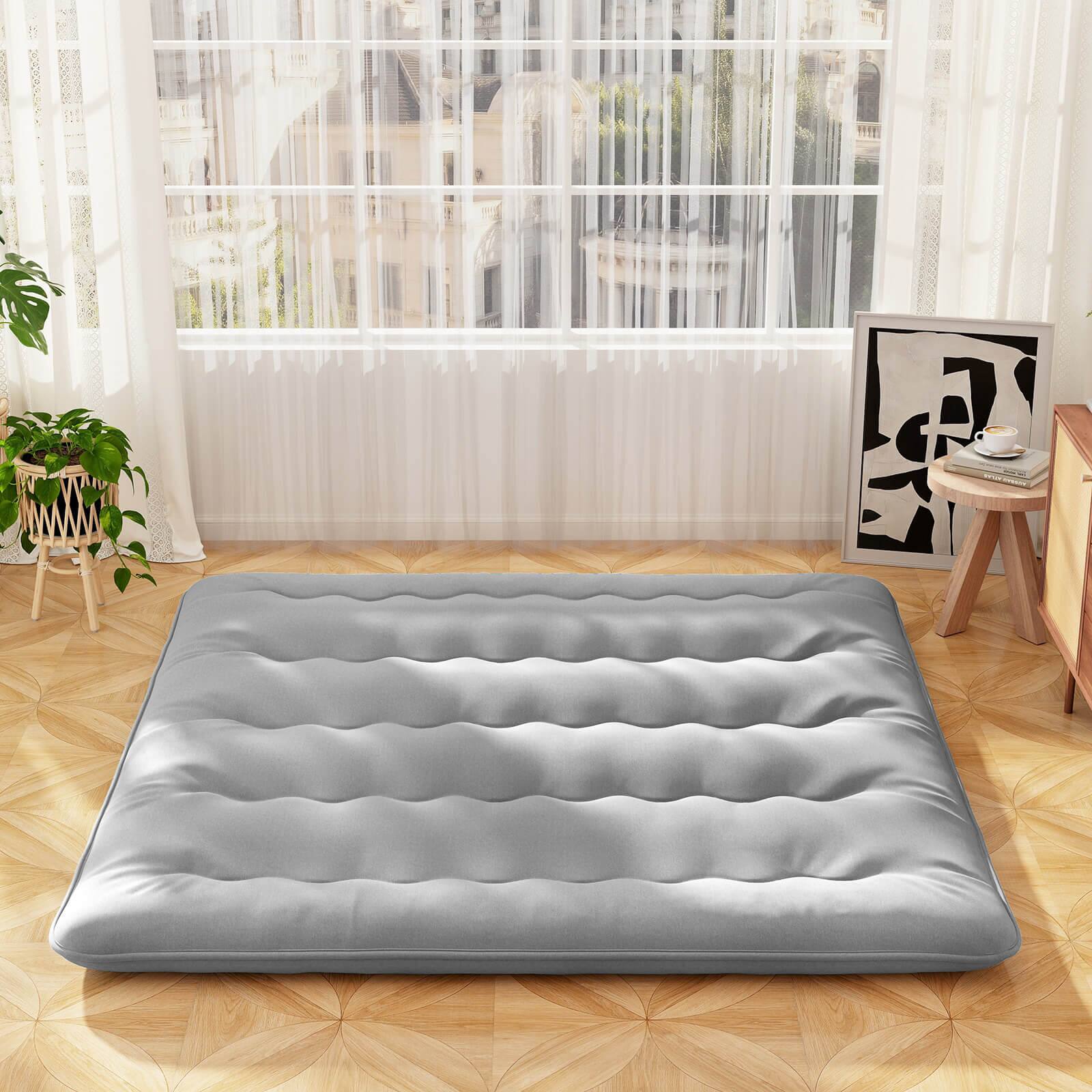 Alt View 1. Costway - Costway King Futon Mattress Japanese Floor Pad Washable Cover Carry Bag - Grey.