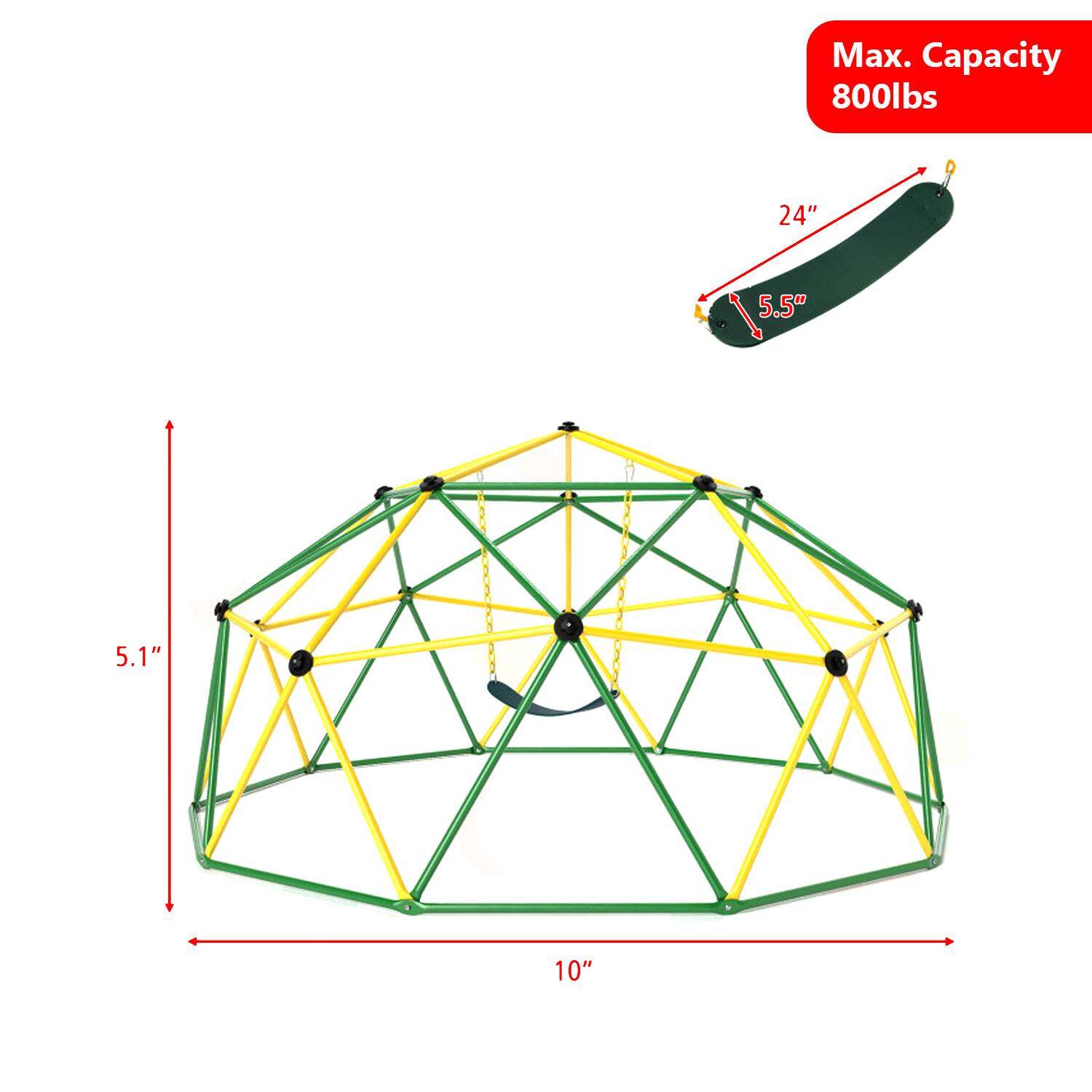 Max. Capacity 800lbs  
24"  
5.5"  
5.1"  
10"