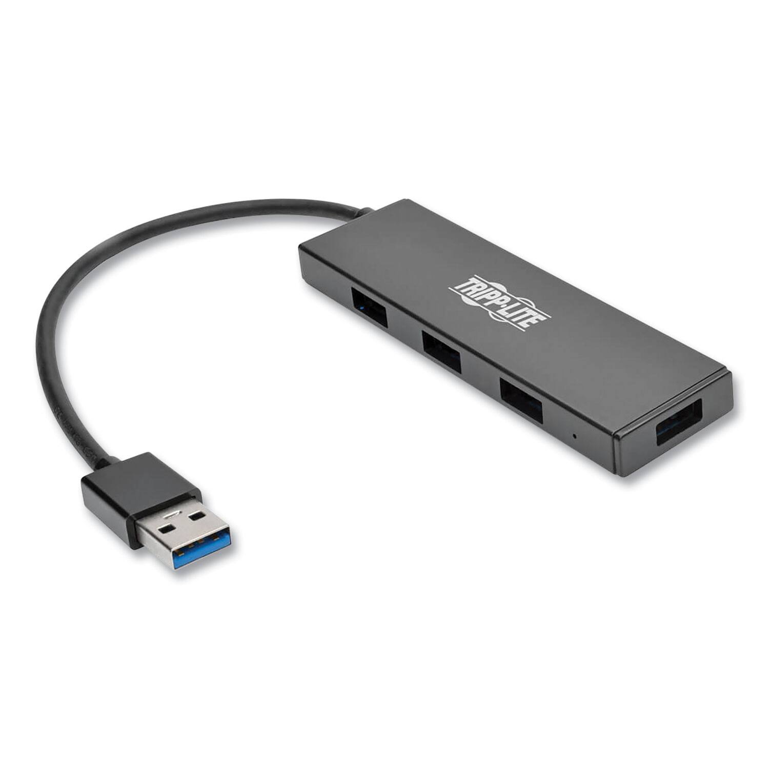 Alt View 1. Tripp Lite - Tripp Lite U360-004-SLIM 4 Ports Ultra-Slim Portable USB 3.0 SuperSpeed Hub - Black - Black.