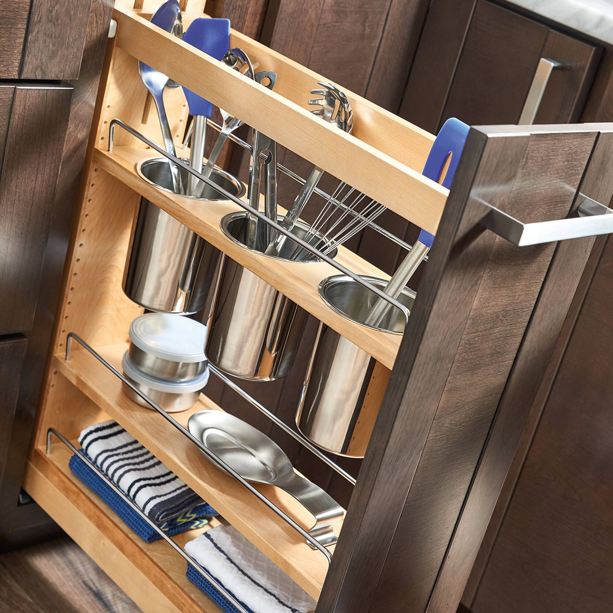 Alt View 5. Rev-A-Shelf - Rev-A-Shelf 5" Pullout Kitchen Organizer with Soft-close, 448UT-BCSC5C - Natural Maple.