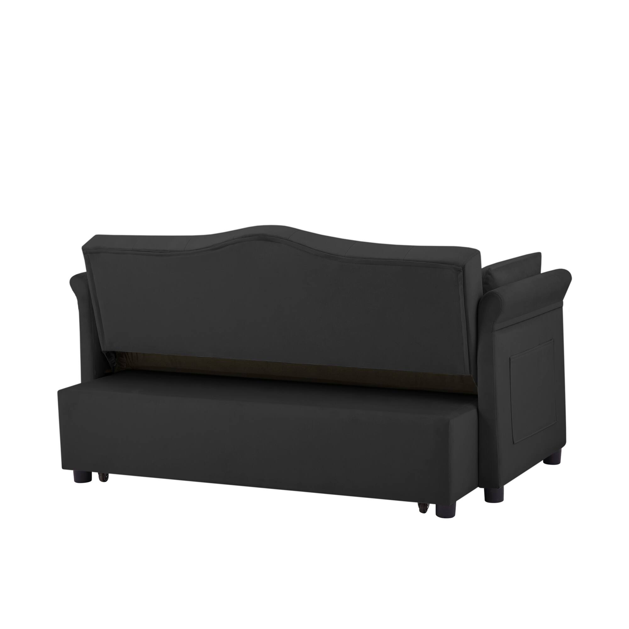 Alt View 2. GOODSILO - Velvet Convertible Sleeper Sofa Bed with Adjustable Positions and Tufted Backrest - Black.