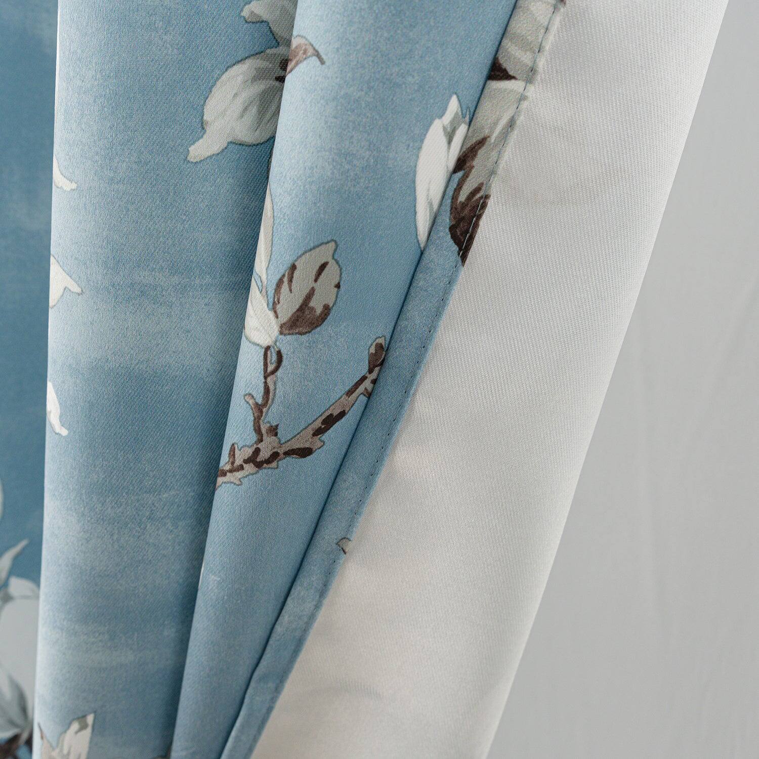 Alt View 1. Olivia Gray - Olivia Gray 100% Polyester 200 GSM Blossom Printed Blackout Grommet Curtain Panel 54" x 90" Blue - Blue.