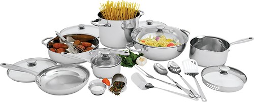 Best Buy: Wolfgang Puck 20-Piece Cookware Set Stainless-Steel WPDS20PC