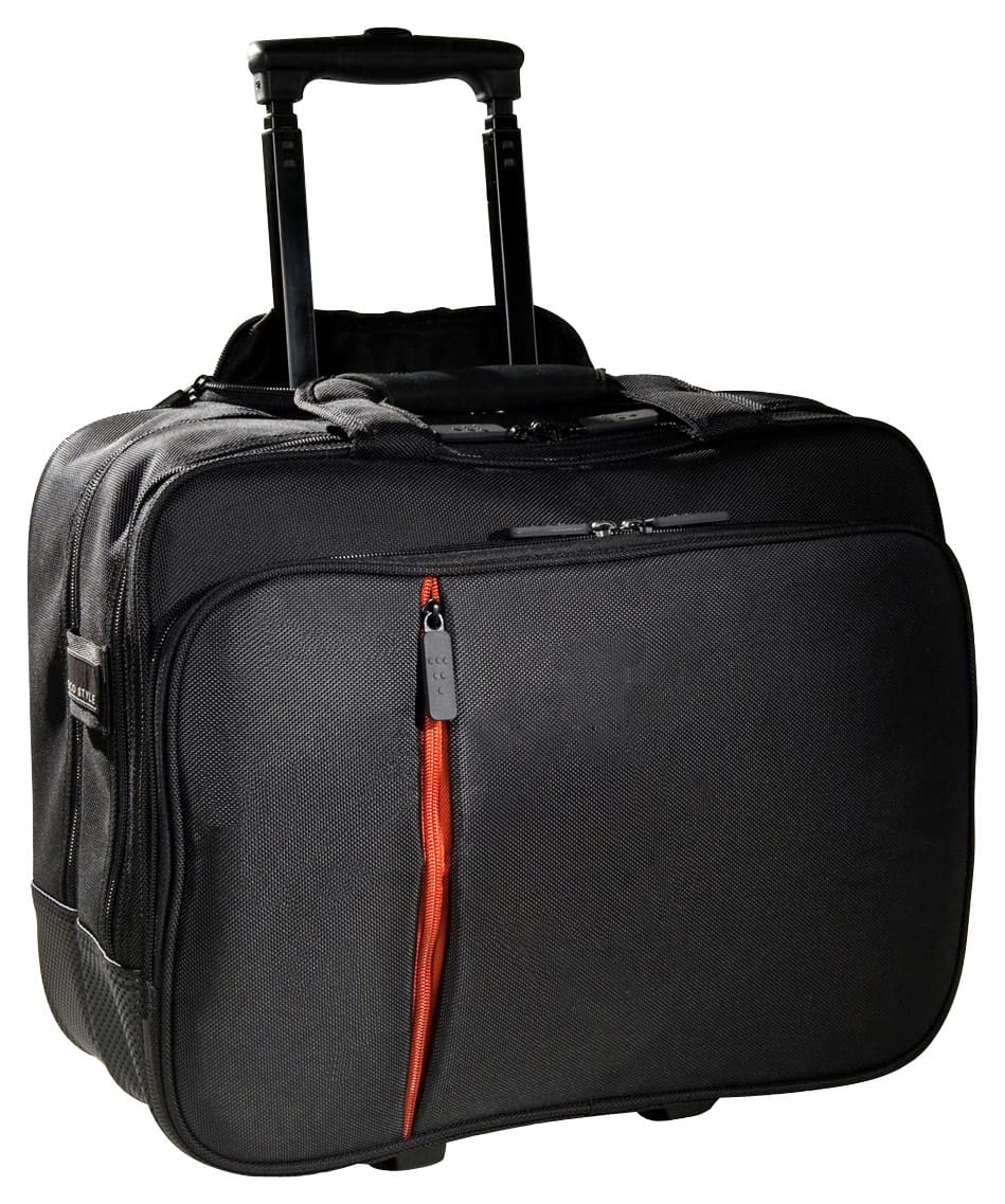 Front. ECO STYLE - Luxe Rolling Laptop Case - Black/Orange.