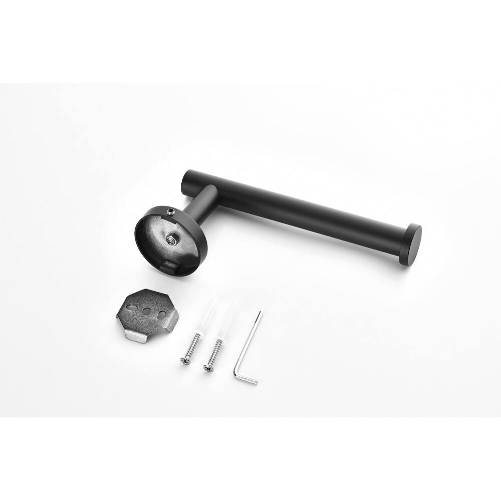 Alt View 4. JUJABU - 4 - Piece Bathroom Hardware Set Towel Bar Matte Black - Matte Black.