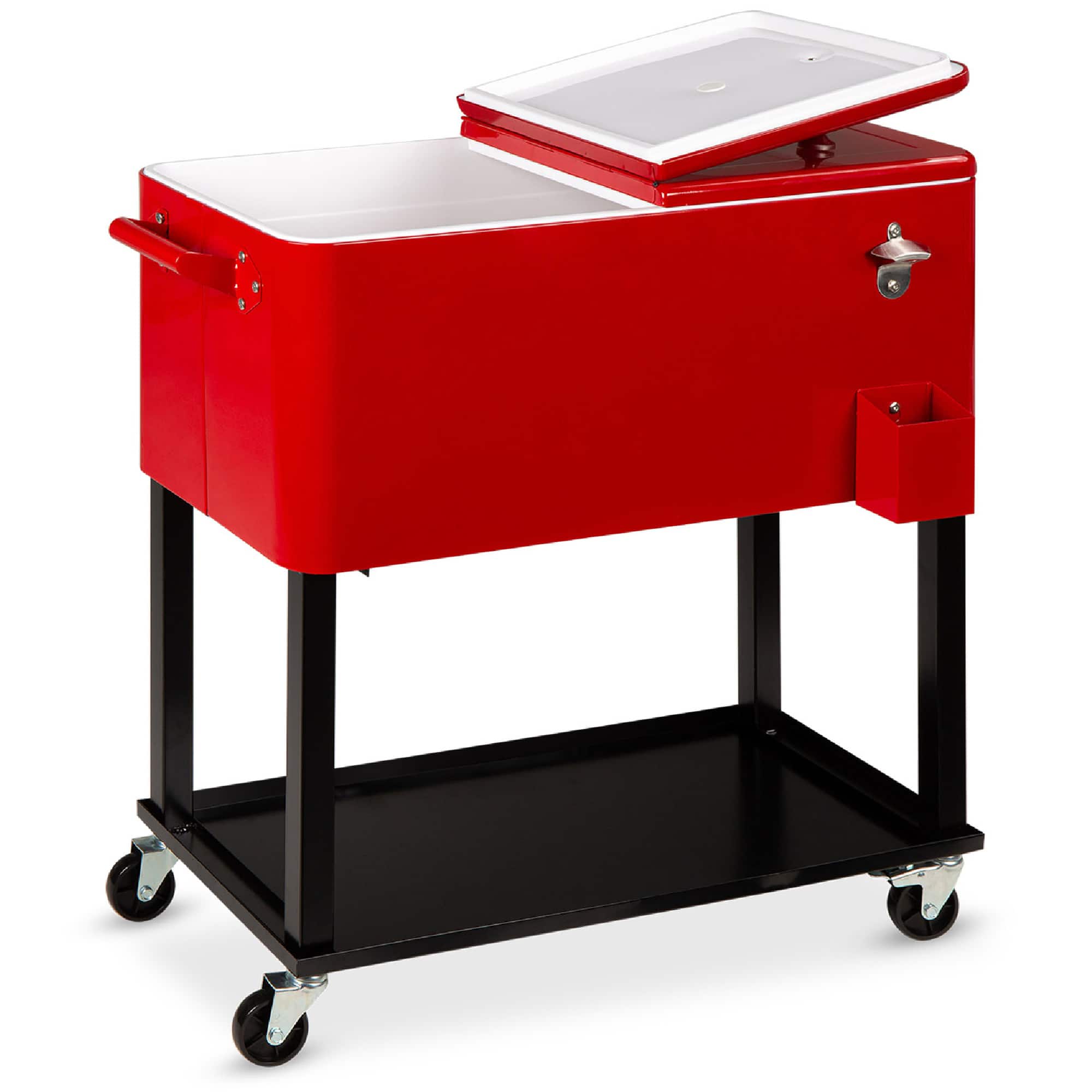 Front. Best Choice Products - Best Choice Products 80qt Steel Rolling Cooler Cart w/ Bottle Opener, Catch Tray, Drain Plug, Locking Wheels - Red - Red.