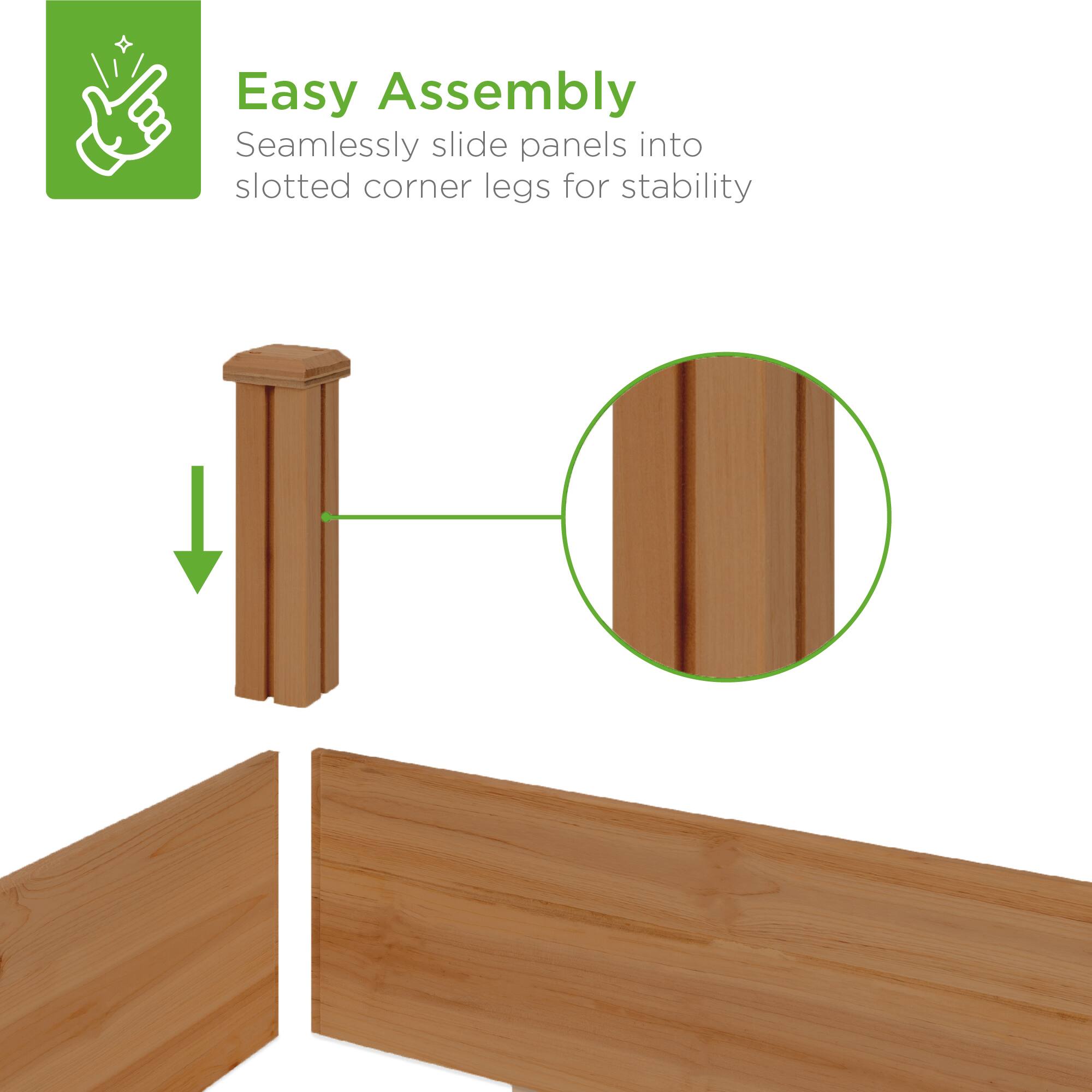 Easy Assembly  
Seamlessly slide panels into slotted corner legs for stability