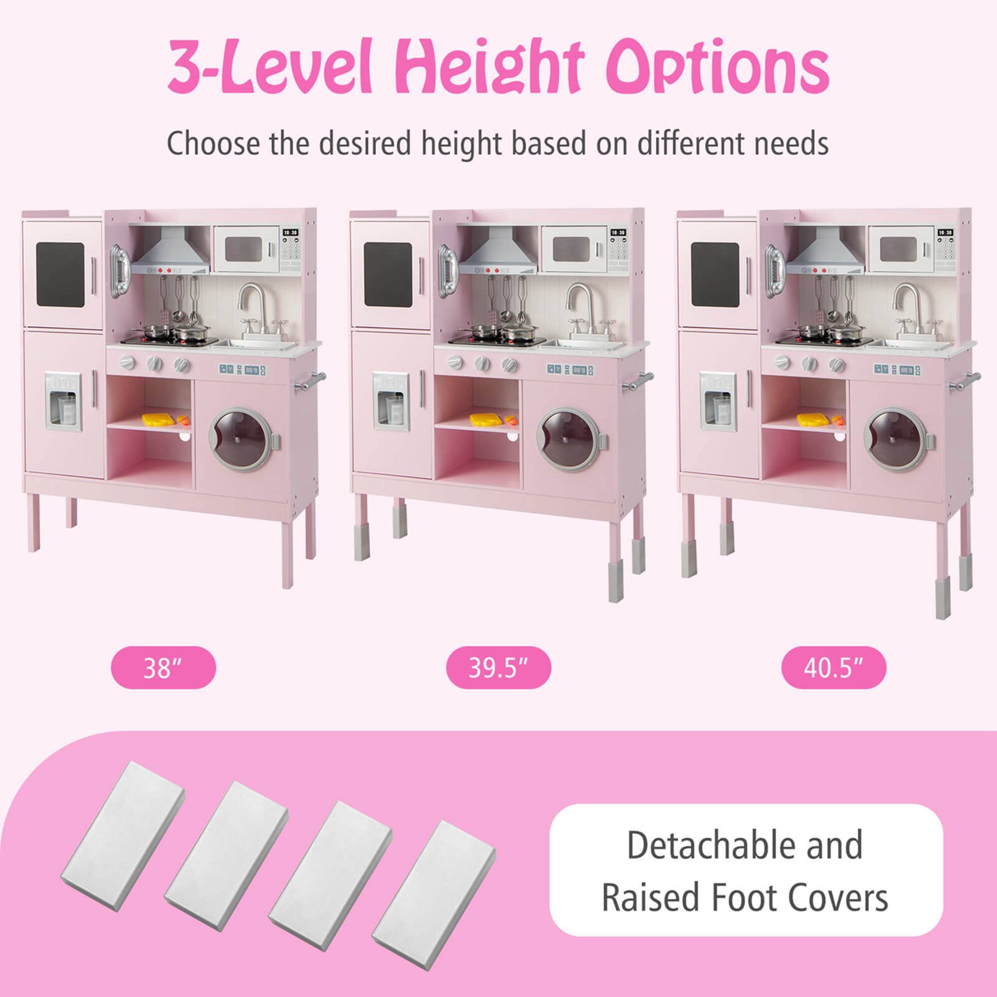 3-Level Height Options  
Choose the desired height based on different needs  

38"  
39.5"  
40.5"  

Detachable and Raised Foot Covers