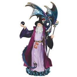 FC Design - 19"H Wizard Standing Dragon on his Shoulder Figurine Statue Office Desk Tabletop Medieval Gaming Home Decor - Multi-Color