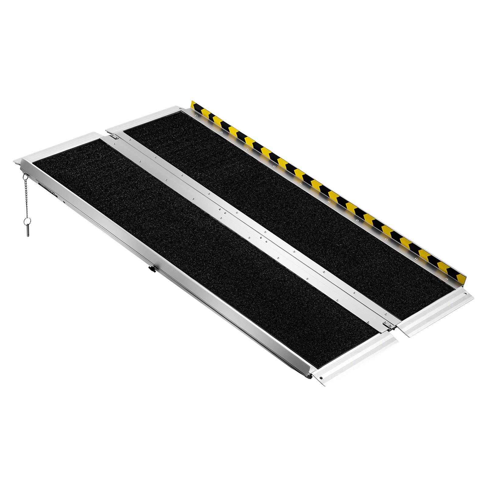 Alt View 5. VEVOR - Portable Wheelchair Ramp, 4FT, Non-Slip Aluminum Folding Handicap Ramp for Wheelchair, 800 lbs Capacity - Silver;Black.