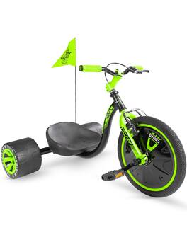 Drift Trike for Kids Ages 5+ – Big Wheel Ride-On with Adjustable Seat – Madd Gear - BLACK/GREEN