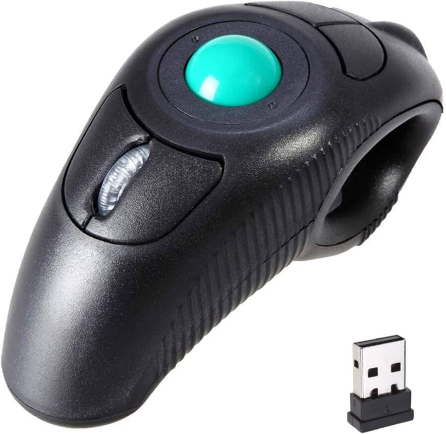 Single Point Mouse AGPtek Wireless USB Handheld Finger Trackball Mouse with Laser Pointer ...