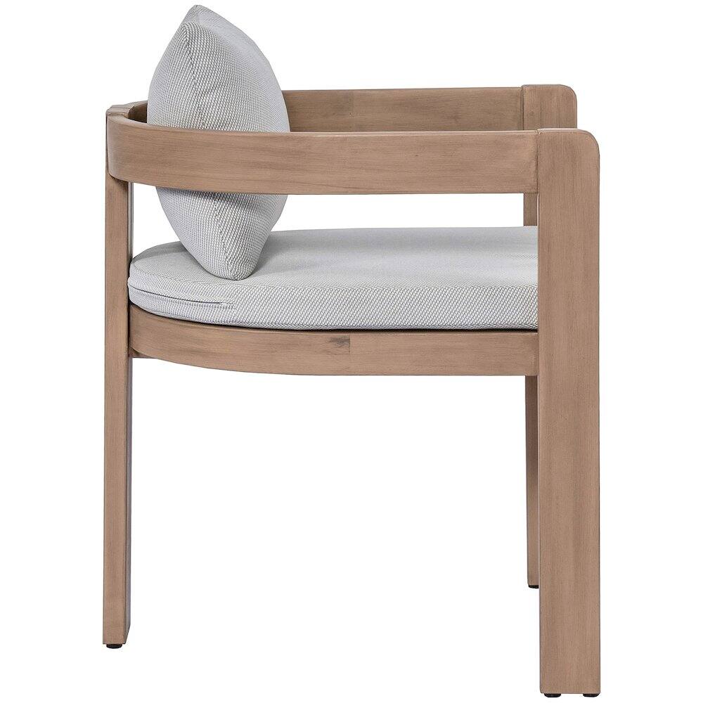 Alt View 4. Meridian Furniture - Newport Grey Water Resistant Fabric Upholstered Outdoor Patio Dining Chair - Natural.