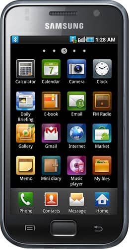 Front Standard. Samsung - i9000 Galaxy S Smartphone (Unlocked) - Black.
