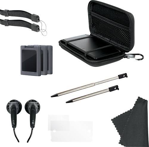 Front Standard. dreamGEAR - 11-in-1 Starter Pack for Nintendo 3DS — Black - Black.