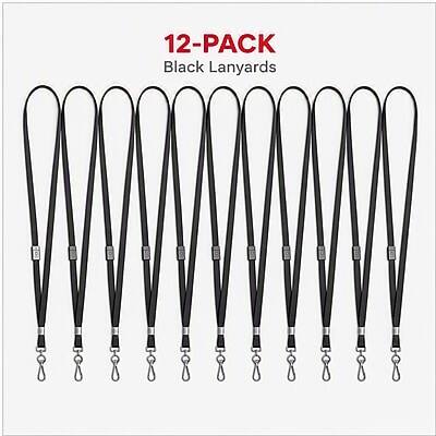 12-PACK Black Lanyards