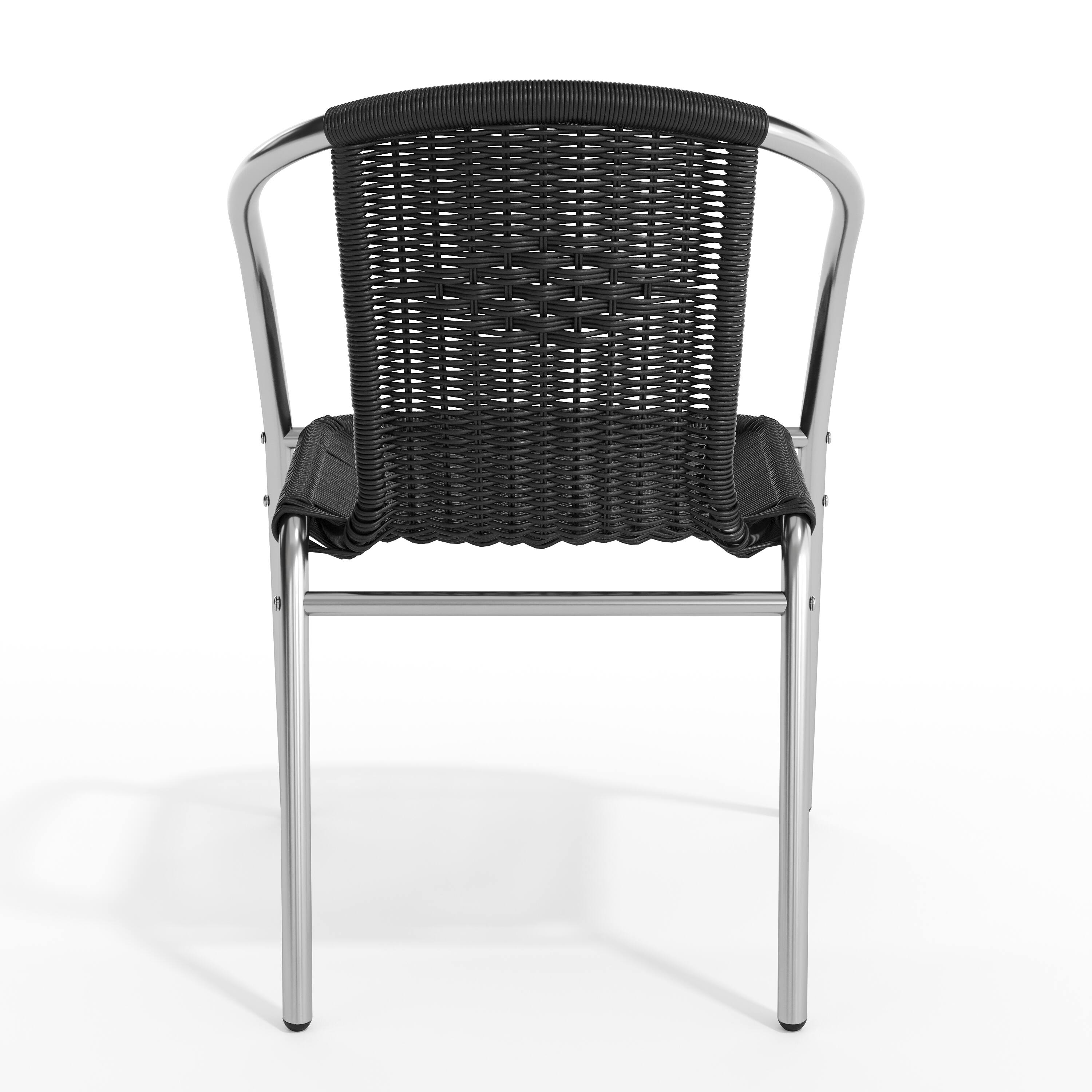 Alt View 7. Emma + Oliver - Commercial Aluminum/Rattan Restaurant Dining Stack Chair - Aluminum and Black.