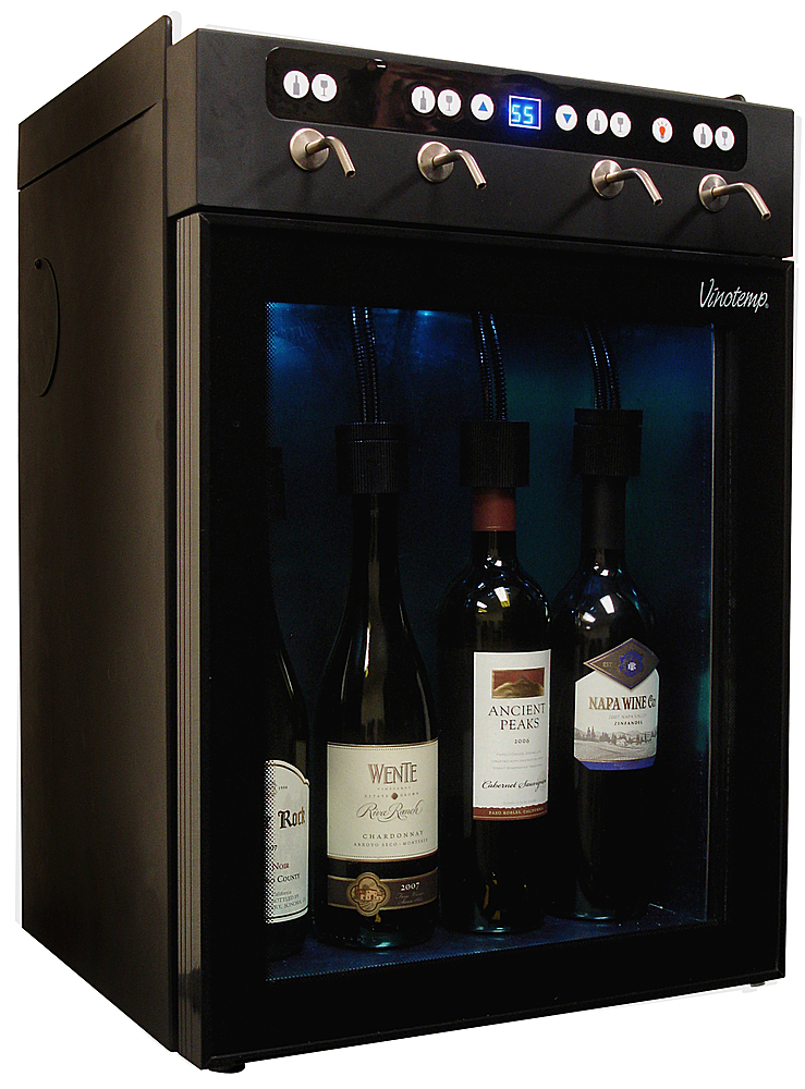Left View: Vinotemp - 4 Bottle Wine Dispenser - Black