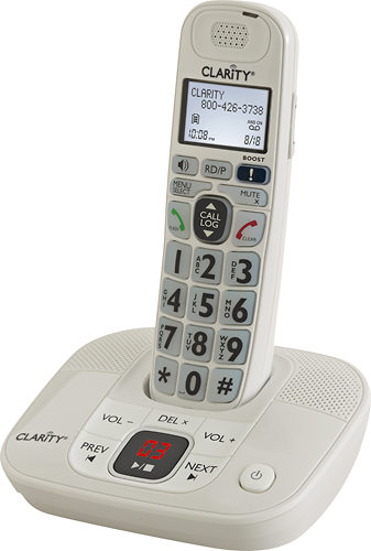 Angle View: Clarity - DECT 6.0 Expandable Cordless Phone with Digital Answering System - White