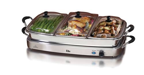 Elite Platinum - Triple Deluxe Buffet Server - Stainless Steel
