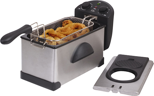 Angle View: Elite Gourmet 3.5-qt Immersion Deep Fryer with Timer & Temp Knob