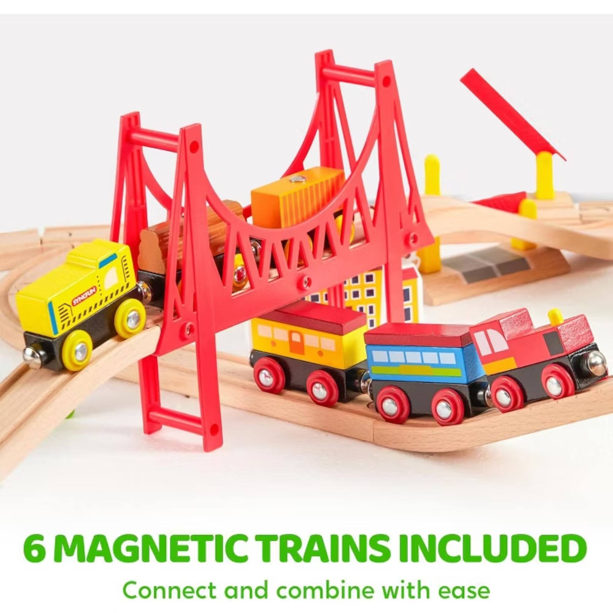 6 MAGNETIC TRAINS INCLUDED  
Connect and combine with ease