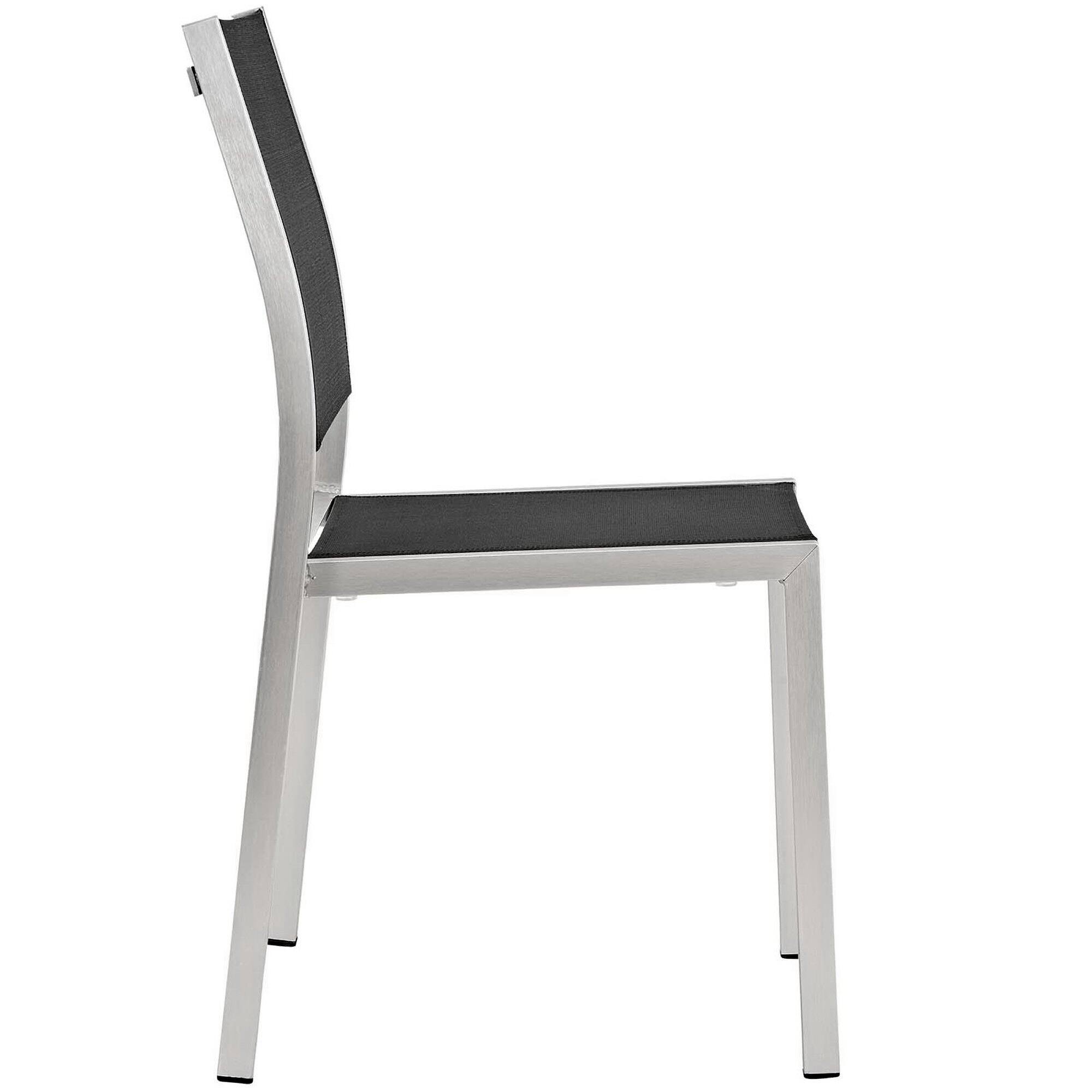 Left. Modway - Shore 9-Piece Outdoor Patio Aluminum Dining Set - Silver Black.